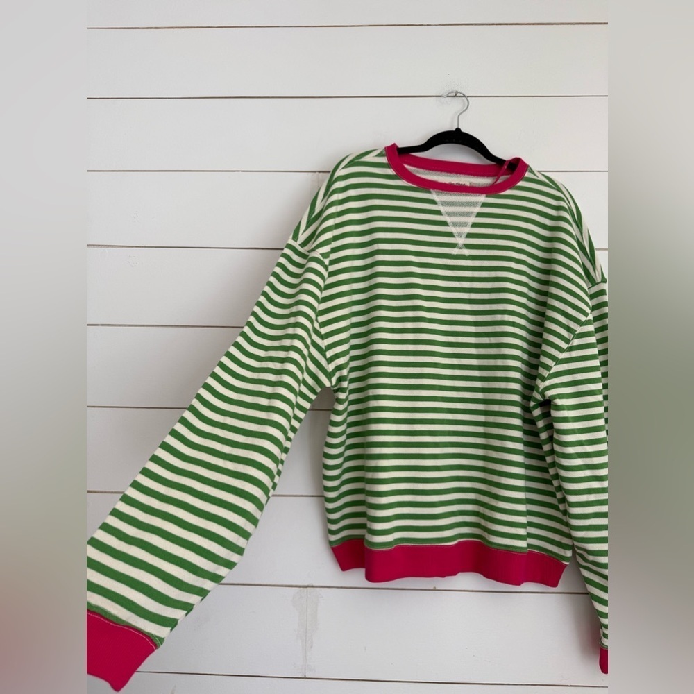 NWOT free people Classic Striped Oversized Crewneck - Picture 5 of 11